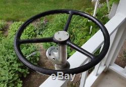 Vintage Whit Kum Boat Steering Wheel w Helm Dash Assy. Century Chris Craft Gar