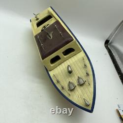Vintage White Red Remote Controlled Cabin Cruiser Wooden Boat 12 16 Parts