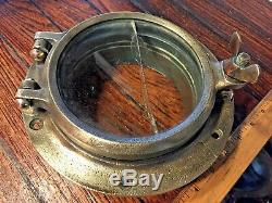 Vintage Wilcox Crittenden Old Cast Bronze 5 Round Porthole 7 3/4 Wide Flange