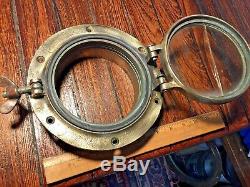 Vintage Wilcox Crittenden Old Cast Bronze 5 Round Porthole 7 3/4 Wide Flange