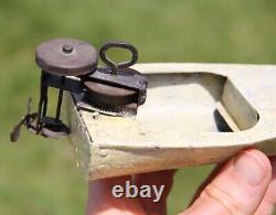 Vintage Wind Up motor metal toy speed boat RARE antique old toy parts repair
