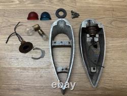 Vintage Wood Boat Bow lamp Light housing with flag mast mount base & parts