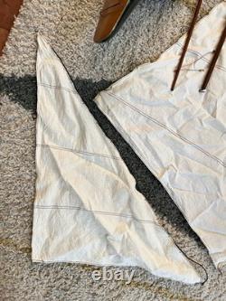 Vintage Wooden 85 Cup Racer 35 Pond Yacht Model Sailboat For Parts Or Restore