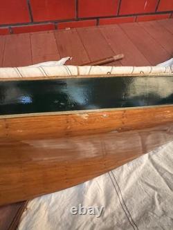 Vintage Wooden 85 Cup Racer 35 Pond Yacht Model Sailboat For Parts Or Restore