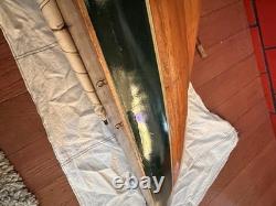 Vintage Wooden 85 Cup Racer 35 Pond Yacht Model Sailboat For Parts Or Restore