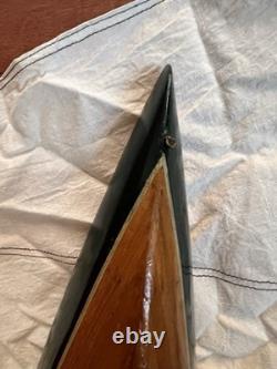 Vintage Wooden 85 Cup Racer 35 Pond Yacht Model Sailboat For Parts Or Restore