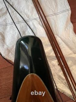 Vintage Wooden 85 Cup Racer 35 Pond Yacht Model Sailboat For Parts Or Restore