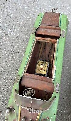 Vintage Wooden Battery Powered Toy Boat Inboard Motor As-Is For Parts Or Repair