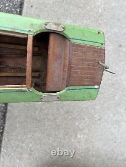 Vintage Wooden Battery Powered Toy Boat Inboard Motor As-Is For Parts Or Repair