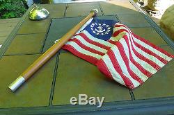Vintage Wooden Boat Flag Pole with Light 1-1/2 diameter