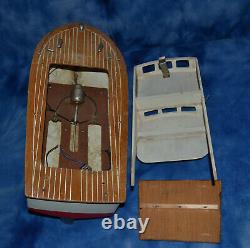 Vintage Wooden Japanese Model Boat For Parts Or Repair