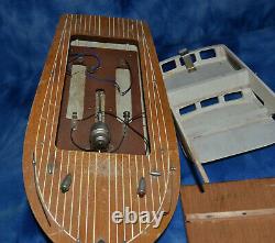 Vintage Wooden Japanese Model Boat For Parts Or Repair