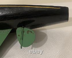 Vintage Wooden Keystone Sailboat Pond Boat Black/Green For Parts or Repair