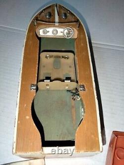 Vintage Wooden & Plastic Battery-Operated Boat For Parts Only