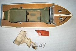 Vintage Wooden & Plastic Battery-Operated Boat For Parts Only