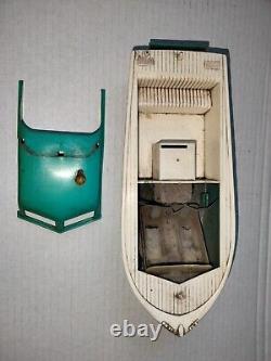 Vintage Wooden & Plastic Battery-Operated Boat For Parts Only