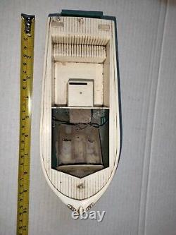 Vintage Wooden & Plastic Battery-Operated Boat For Parts Only