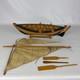 Vintage Wooden Sailboat Model Boat 15 With Stand Sails Oars Parts Repair Display