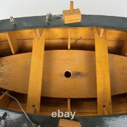Vintage Wooden Sailboat Model Boat 15 with Stand Sails Oars Parts Repair Display