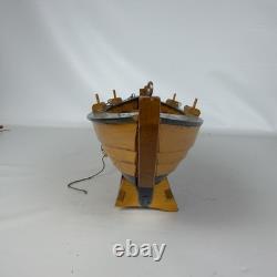 Vintage Wooden Sailboat Model Boat 15 with Stand Sails Oars Parts Repair Display
