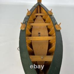 Vintage Wooden Sailboat Model Boat 15 with Stand Sails Oars Parts Repair Display