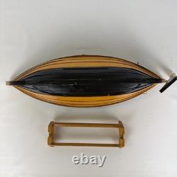 Vintage Wooden Sailboat Model Boat 15 with Stand Sails Oars Parts Repair Display