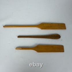 Vintage Wooden Sailboat Model Boat 15 with Stand Sails Oars Parts Repair Display