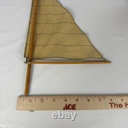 Vintage Wooden Sailboat Model Boat 15 with Stand Sails Oars Parts Repair Display