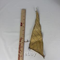 Vintage Wooden Sailboat Model Boat 15 with Stand Sails Oars Parts Repair Display