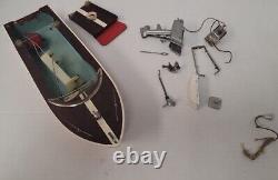 Vintage Wooden Toy Boat Battery Operated Stream Line Motor FOR PARTS OR REPAIR