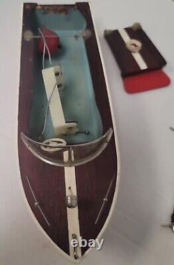 Vintage Wooden Toy Boat Battery Operated Stream Line Motor FOR PARTS OR REPAIR