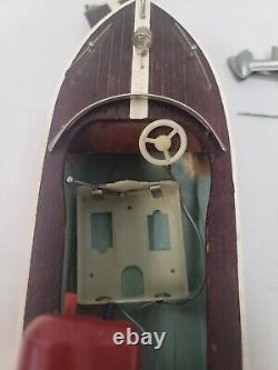 Vintage Wooden Toy Boat Battery Operated Stream Line Motor FOR PARTS OR REPAIR