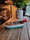 Vintage Wooden Toy Boat With Lang Craft Outboard Motor Japan / Not Tested /parts