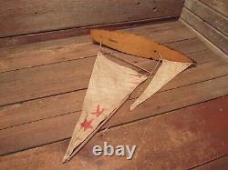 Vintage Wooden Toy Model Sail Boat Hull For Restoration Or Parts