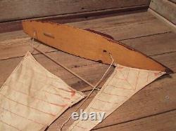 Vintage Wooden Toy Model Sail Boat Hull For Restoration Or Parts
