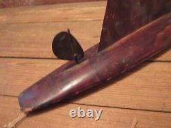 Vintage Wooden Toy Model Sail Boat Hull For Restoration Or Parts