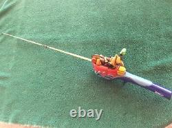 Vintage Zebco Mickey Mouse In Boat Rod And Reel Combo For Parts Or Repair
