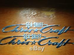 Vintage chris craft sea skif name plate emblem stainless steel wood boat 23
