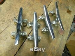 Vintage chrome finish boat cleats old watercraft docking rope tie down parts