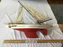 Vintage estate 31 Model Yacht Sail Boat Ship Movable Rudder-for Parts Or Repair