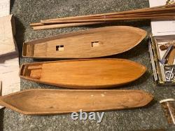 Vintage large lot wood Model Boats ships parts etc