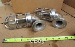 Vintage pair Aluminum Chris Craft or Yacht Boat Dome Lamps Lights NICE Finish