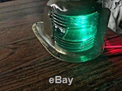 Vintage (runabout Sized) Brass Combo Red/green Bow Light Glass Lenses 6 1/4