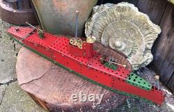 Vintage scratch built Meccano WW2 Navy battleship hand made 23 long model 1950s
