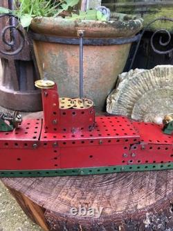 Vintage scratch built Meccano WW2 Navy battleship hand made 23 long model 1950s