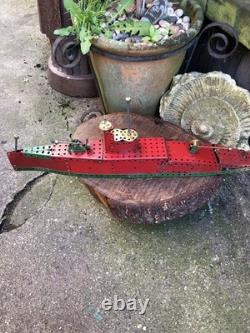 Vintage scratch built Meccano WW2 Navy battleship hand made 23 long model 1950s