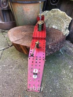Vintage scratch built Meccano WW2 Navy battleship hand made 23 long model 1950s