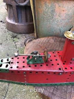 Vintage scratch built Meccano WW2 Navy battleship hand made 23 long model 1950s