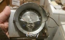 Vntg Aqua Meter 45 MPH Speedometer tach Clock Compass Light 4 Gauge Old Chrome