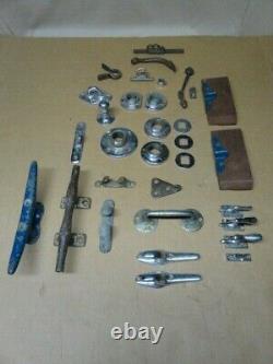 Vntg Yacht Boat Trim Parts Lot Most Nickeled Bronze Cleats Chocks Fittings Etc